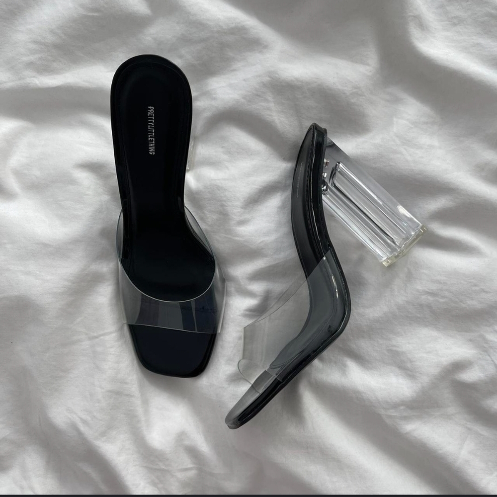 PrettyLittleThing Black and Clear Heels